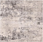 Rugs.com Leipzig Collection Rug – 6 Ft Square Gray Low-Pile Rug Perfect for Living Rooms, Kitchens, Entryways