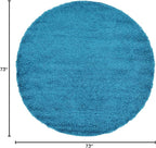 Unique Loom Solid Shag Collection Area Rug (6' 1" Round, Turquoise)