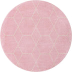 Unique Loom Trellis Frieze Collection Area Rug - Geometric (6' Round, Light Pink/ Ivory)