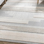 Well Woven Harlow Collection Briar Light Blue - Modern Tribal Minimalist Geometric 8x10 Area Rug - Ideal for Living Room, Dining Room & Bedroom - Durable, Stain Resistant & Easy to Clean