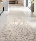Well Woven Custom Size Hallway Stair Runner - Choose Your Length - 27 Inches Wide x 25 Feet Long Runner (27" x 25' Runner) Rug - Ivory Sibi Soft Touch, Modern Abstract - Hi-Lo Pile