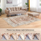 Large 5x8 Area Rugs for Dining Room Machine Washable Rugs Boho 5x8 Rug for Living Room Carpet Non-Slip Family & Pet Friendly Area Rugs Print Floor Rug(Brick Red 5x8ft)