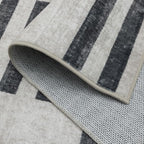 ReaLife Rugs Machine Washable Area Rug Runner - Living Room Bedroom Bathroom Kitchen Entryway Office -Non-Slip Baking Low Pile Stain Resistant Premium - Modern Geometric - Loki-Beige & Black 2'6" x 8'