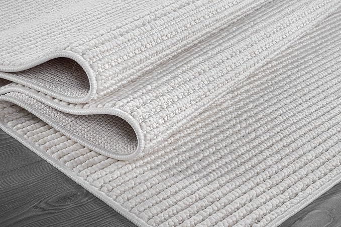 Beverly Rug Micro Loop Large Area Rug White 10x14 Modern Luxury Trellis Geometric Durable Indoor Area Rugs for Living Dining Room Office Stain Resistant Non Shedding Casual Indoor Carpet White 10x14