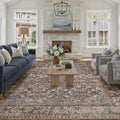 HUGEAR 10x14 Machine Washable Rugs Tradition Brown Hallway Large Area Rug Indoor Accent Rug Floral Low Pile Carpet Soft Throw Aesthetic Rug Bedroom Living Room Office Dining Room Kitchen Laundry Room