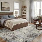Area Rug Living Room Rugs - 5x7 Washable Large Soft Indoor Neutral Modern Abstract Low Pile Rug Carpet for Bedroom Dining Room Farmhouse Home Office - Brown Rust