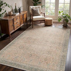 8x10 Area Rug Machine Washable Boho Rug for Living Room,Ultra-Thin Low Pile Carpet,Lightweight Indoor Printed Rug,Non Slip Floral Area Rug for Bedroom, Dining Room, Home Office,Light Beige