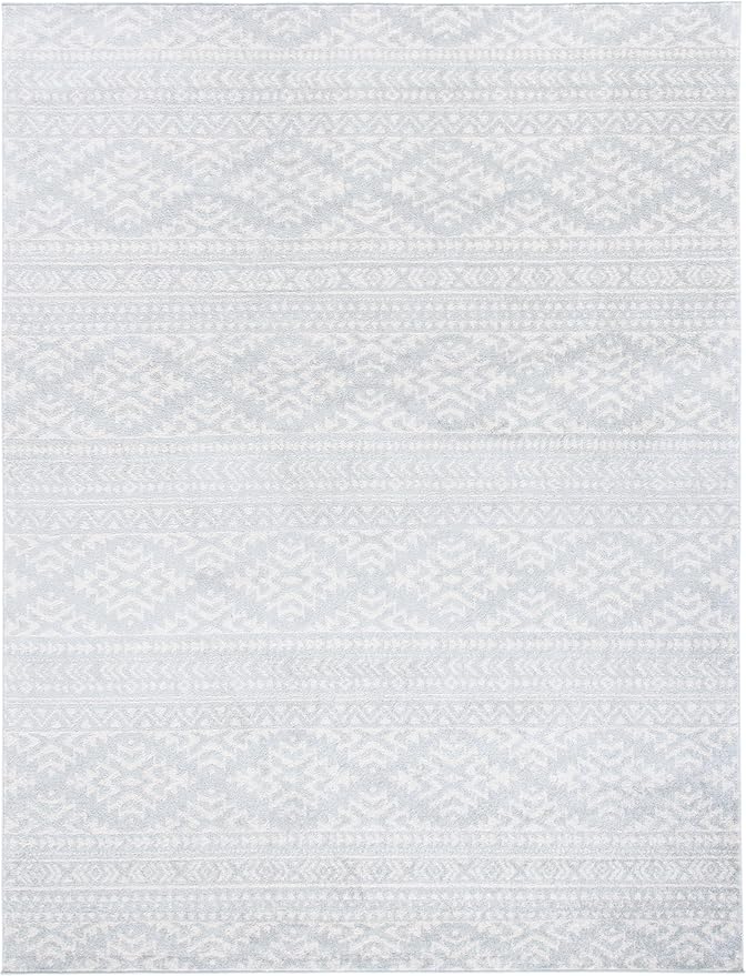 SAFAVIEH Area Rug 10x13 - Tulum Collection - Large - Light Grey & Ivory, Moroccan Boho Tribal Design, Non-Shedding & Easy to Clean, Ideal for Living Room, Bedroom, Dining Space (TUL272F)