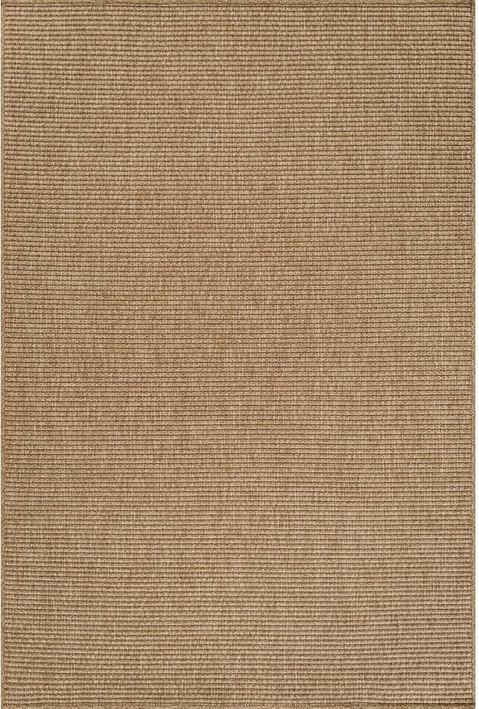 CAMILSON Easy Jute Rug 5x7, Indoor Outdoor Natural Color Farmhouse Area Rugs for Living Room Patio and Kitchen Rug, Solid Boho Woven Design, Easy-Cleaning, Washable Outside Carpet Alfombras (5 x 7)