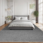 LBRO2M Easy Jute Solid Area Rug 9X12 Washable Rugs for Living Room Bedroom Natural Jute Look Indoor Outdoor Rug Durable, Solid Non Shedding Eco Friendly (9X12 Black Gray)