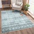 Bloom Rugs Caria Washable Non-Slip 8x10 Rug - Teal/Ivory Geometric Area Rug for Living Room, Bedroom, Dining Room, and Kitchen - Exact Size: 7'8" x 10'