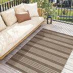 Lahome Striped Easy Jute Porch Rug, 3x5 Washable Rugs for Entryway Living Room, Farmhouse Nature Non Slip Non Shedding Indoor Outdoor Carpet for Entry Classroom Patio, Khaki