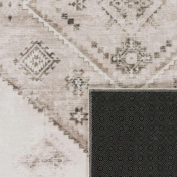 Paco Home Oriental Area Rug with Faded Vintage Look in Beige, Size: 7'10" x 11'2"