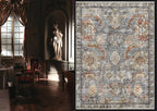 RUGSURE Washable Area Rugs - Perfect for Living Room, Bedroom, Kids Room, Nursery - Stain & Water Resistant Non-Slip, Pet & Child Friendly, Vintage Tribal Area Rugs (Turmeric and Grey, 9' x 12')