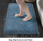 Blue Bathroom Rug 24x48 Non Slip Fluffy Bath Mat for Bathroom Floor Washable Plush Luxury Bath Rug for Tub Soft Shaggy Absorbent Shower Sink Mat