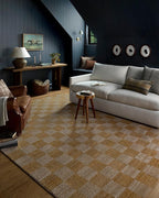 Loloi Chris Loves Julia Calvin Collection CLV-01 Apricot/Ivory 2'-3" x 3'-10" Accent Rug Checkered Neutral Soft Living Room Bedroom Carpet