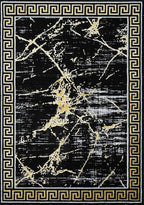 GLORY RUGS Area Rugs Marble 2x7 Black Gold Carpet Modern Abstract Rug Living Room Dining Bedroom Rug