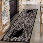 Rustic Cabin Runner Rug, 2x8ft, Vintage Lodge Wood Grain Wild Animal Black Bear Print Long Hallway Rug, Non-Slip Washable Carpet with Rubber Backing for Hallway Walkway Entry Foyer