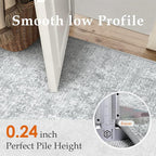 4x6 Area Rug Washable Vintage Entryway Living Room Carpet Indoor Office Non Slip Grey Entrance Distressed Low Pile Retro Accent Throw Rug for Dining Room Bathroom Bedroom Laundry