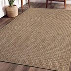 Beverly Rug Easy Jute Natural Rug 6x9 Solid Washable Durable Outdoor Indoor Area Rugs for Living Dining Room Patio Office Stain Resistant Non Shedding Casual Indoor Outside Carpet (6 x 9 Natural)