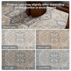 Kokia 6x9 Washable Area Rugs Blue with Vintage Orient Design, Soft Rug for Living Room or Bedroom, Non-Slip Low Pile Stain Resistance Features, Distressed Medallion Pattern
