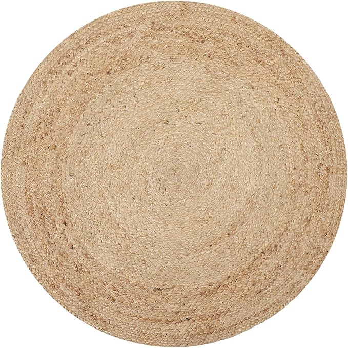 REDEARTH · Round Area Rug - 4 Feet Braided Natural Jute with Non-Skid Backing - Handwoven Boho Rug for Bedroom, Kitchen, Living Room Aesthetic Home Decor - Durable Handmade Rug, Set of 2, Set of 2