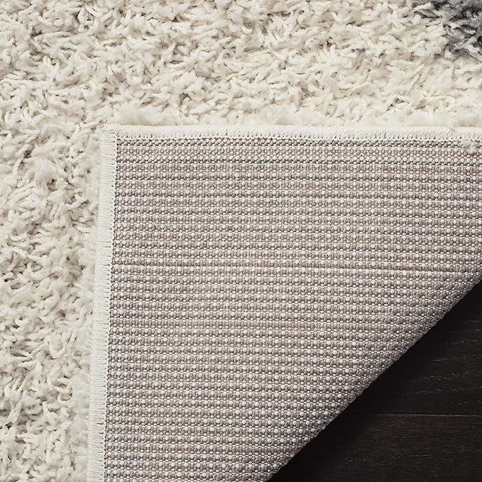 SAFAVIEH Dallas Shag Collection Area Rug - 6' Square, Ivory & Grey, Trellis Design, Non-Shedding & Easy Care, 1.5-inch Thick Ideal for High Traffic Areas in Living Room, Bedroom (SGD257F)
