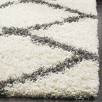 SAFAVIEH Dallas Shag Collection Area Rug - 5'1" x 7'6", Ivory & Dark Grey, Trellis Design, Non-Shedding & Easy Care, 1.5-inch Thick Ideal for High Traffic Areas in Living Room, Bedroom (SGD257H)