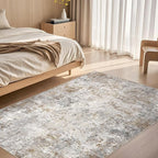 4x6 Area Rug Living Room Rugs - Washable Neutral Modern Abstract Soft Thin Rug Indoor Floor No Slip Rug Carpet for Bedroom Under Dining Table Home Office Decor - Brown Grey