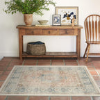 RUGGABLE Washable Vintage Area Rug – Sarrah Coral 4x6, Stain-Resistant, Non-Slip – Medium Machine Washable Rugs for Living Room, Bedroom, Hallway, Entryway & Office–with Standard Pad