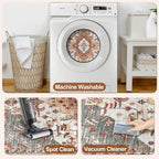 Tangsoo Oriental 2.6x10 Hallway Runner Rugs, Washable Runner Rug for Hallways Non Slip Vintage, Neutral Soft Low Pile Long Rug Runner, Indoor Carpet Runners for Living Room Kitchen Bedroom Entryway