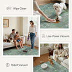 Bavni 8x10 Area Rugs for Living Room, Machine Washable Rug Non Slip, Vintage Chenille Distressed Print Carpet, Large Low Pile Ultra-Thin Lightweight Rugs for Bedroom, Dining Room, Home, Office, Cyan