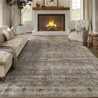 6x9 Washable Rug for Living Room Large Vintage Distressed Bedroom Rug Low Pile Non-Slip Soft Boho Carpets for Bedroom Dining Room Home Office Indoor Nursery Antique/Moss