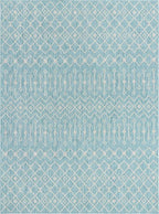 Unique Loom Outdoor Trellis Collection Area Rug - Tribal Trellis (10' x 13' 1" Rectangle, Aqua/ Ivory)
