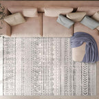Rugshop Geometric Boho Area Rug – Gray Tribal Pattern, Perfect for Living Room, Bedroom, Dining Room, 6'6" x 9'