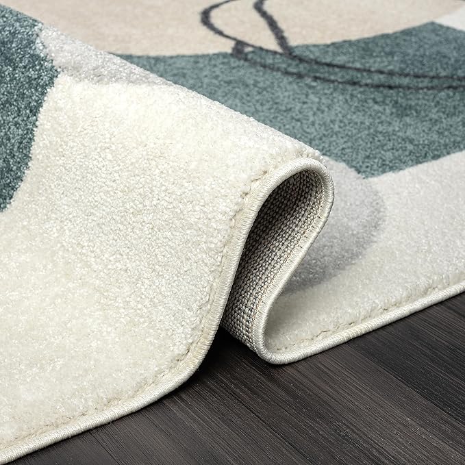 Abani Deco Collection Area Rug -Cream/Green Minimalist Design -4' x 6' - Easy to Clean - Durable for Kids and Pets - Non-Shedding - Medium Pile - Soft Feel - for Living Room, Bedroom & Office