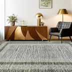 GarveeHome 10x13 Large Washable Geometric Area Rug Non Slip Non Shedding Floor Carpet, Modern Bordered Distressed Green Indoor Printed Rug for Living Room, Bedroom, Office
