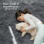 5x7 Area Rugs for Living Room Bedroom, Soft Fluffy Shaggy Bedside Rug, Indoor Floor Carpet for Kids Playroom, Dorms, Nursery Rooms, Home Decor (Grey 5'x7')