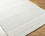 Mark&Day Wool Rugs, 2x8 Precious Solid and Border Cream/Light Slate Runner Area Rug, Cream Grey Carpet for Hallway, Kitchen, Bedroom or Living Room (2'6" x 8' Runner)