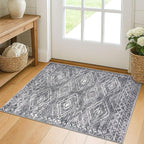 KILOCOCO Boho Entryway Rug 2x3 Printed Small Area Rug Indoor Door Mat Machine Washable Kitchen Rugs Super Soft Non Slip Throw Rugs for Bedroom Entrance Geometric Laundry Room, Grey