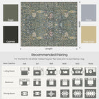 Kokia Boho Vintage Floral Area Rugs, Washable Oriental Botanical Rugs for Living Room, Bedroom, Dining Room, Office, Large Soft Indoor Area Rug, Sage Green，9x12
