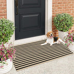 Black and Tan Striped Rugs 2.3'x3.6', Washable Front Door Rug Hand Woven Reversible Outdoor Welcome Mat, Foldable Layered Door Mats for Entryway Porch Decor Home Entrance