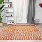 Alfa Rich 3x5 Geometric Burnt Orange Off White Washable Area Rugs for Living Room Bedroom Runner