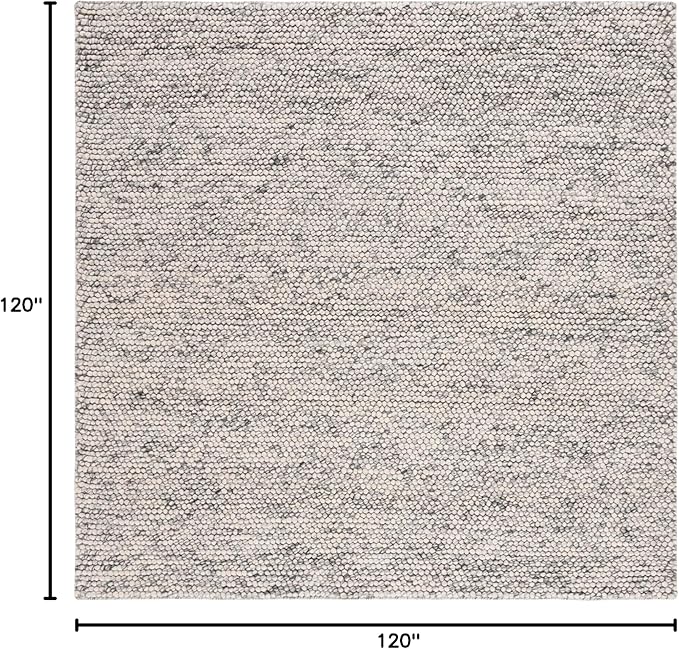 Safavieh Natura Collection Area Rug - 10' Square, Light Grey & Ivory, Handmade Wool Blend, Textured Design, Ideal for Living Room, Bedroom, Dining Space (NAT620G)