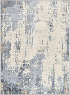 4x6 Area Rug Living Room Rugs - Washable Neutral Modern Abstract Soft Thin Rug Indoor Floor No Slip Rug Carpet for Bedroom Under Dining Table Home Office Decor - Blue/Light Brown