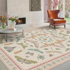 Pastel Pink Girls Rugs for Bedroom 6x8 - Washable Area Rug for Living Room, Dining Room Under Table, Boho Butterfly Cut Design, Low Pile & Soft Stain Resistant Carpet