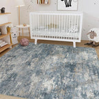 Nakagishi 6x9 Area Rugs Living Room: Washable Abstract Large Neutral Soft Rug Stain Resistant Modern Indoor Floor Non-Slip Carpet for Bedroom Nursery Kids Playroom Office Dining Room Dorm-Blue Brown