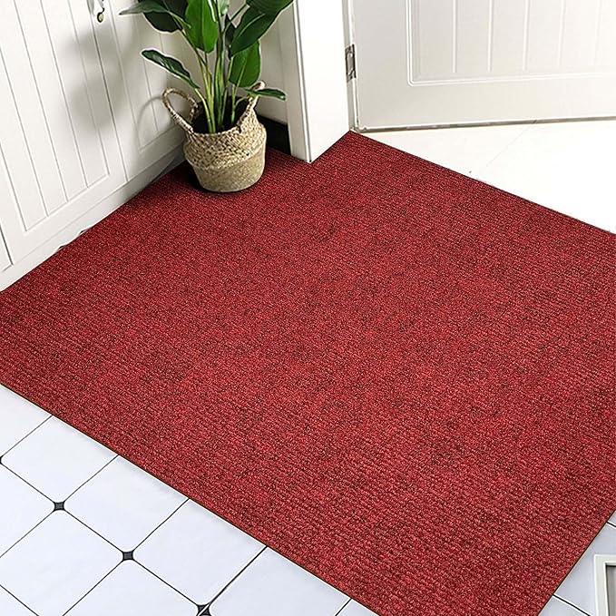 jxgzyy Red Commercial Outdoor Mat 2'11" x 4'11", Non Slip Front Door Mat Outside Entrance, Heavy Duty Waterproof Floor Mat for Porch, Home, Patio, Garage, Entryway