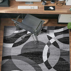 Rugshop Gray Medium Indoor Area Rug, Abstract Circles, High-Traffic, Non-Shedding, for Living Room, Home Office and Bedroom, 4' x 6'