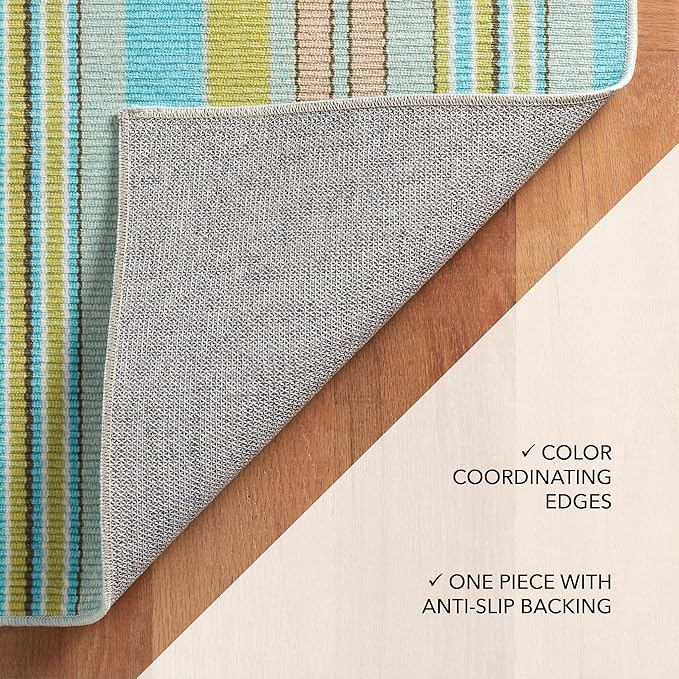Dash & Albert Aquinnah Ticking Machine Washable Rug, 6 X 9 Feet, Multi Stripe Pattern